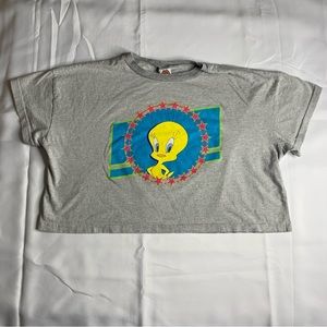 Looney Tunes Tweety Bird Cropped Crop Top Shirt Women's Size: Large Vintage 90s